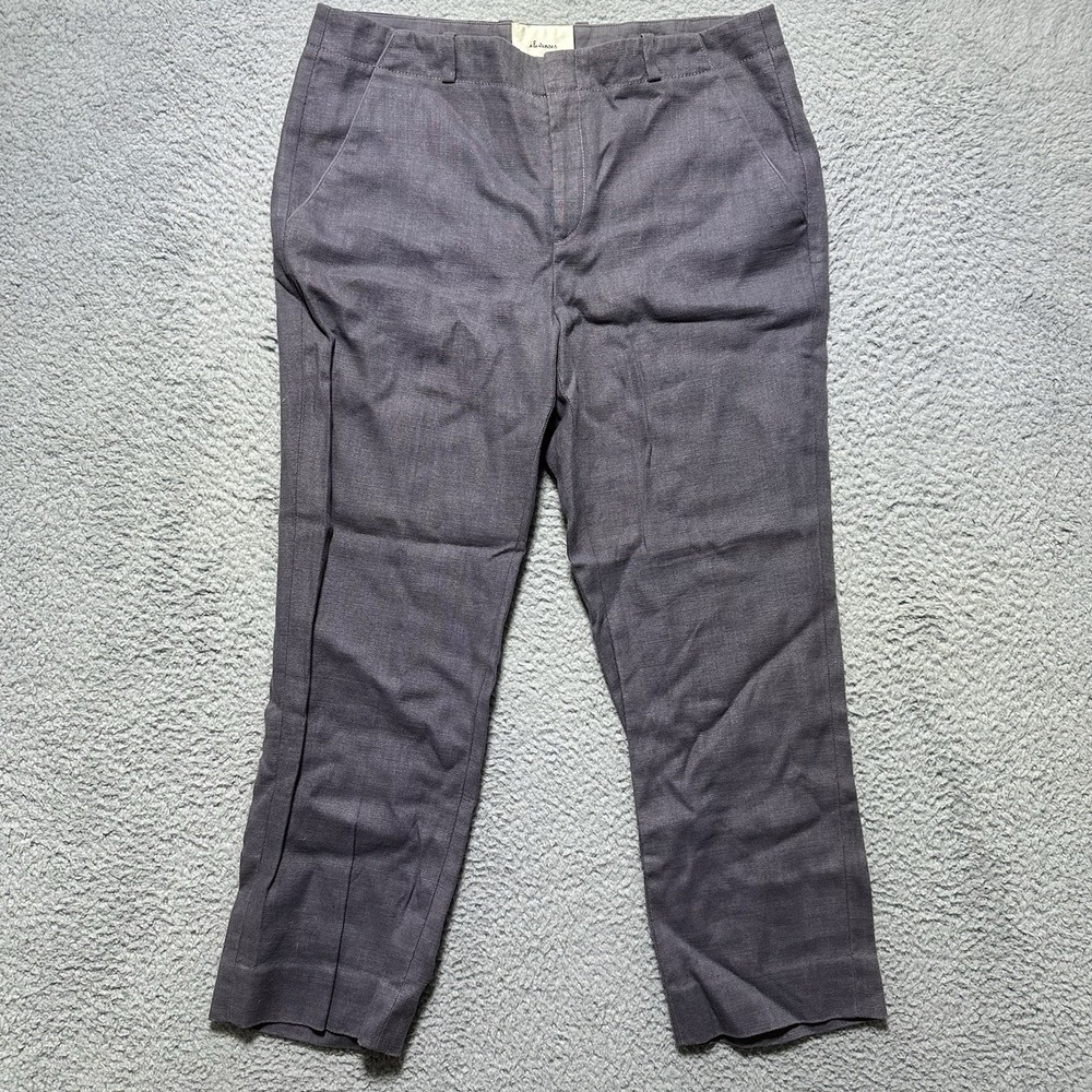 Elevenses‎ Anthropologie Linen Blend Wide Leg Sailor Pant Size 10 Gray Weave